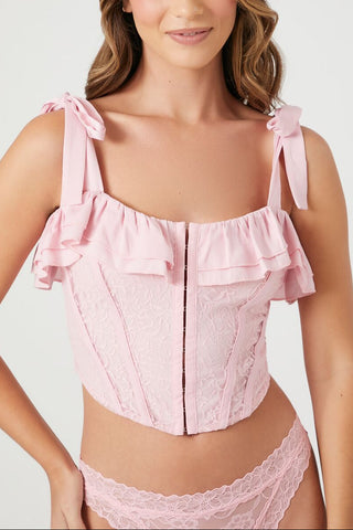 Lace Tie-Strap Corset Top
