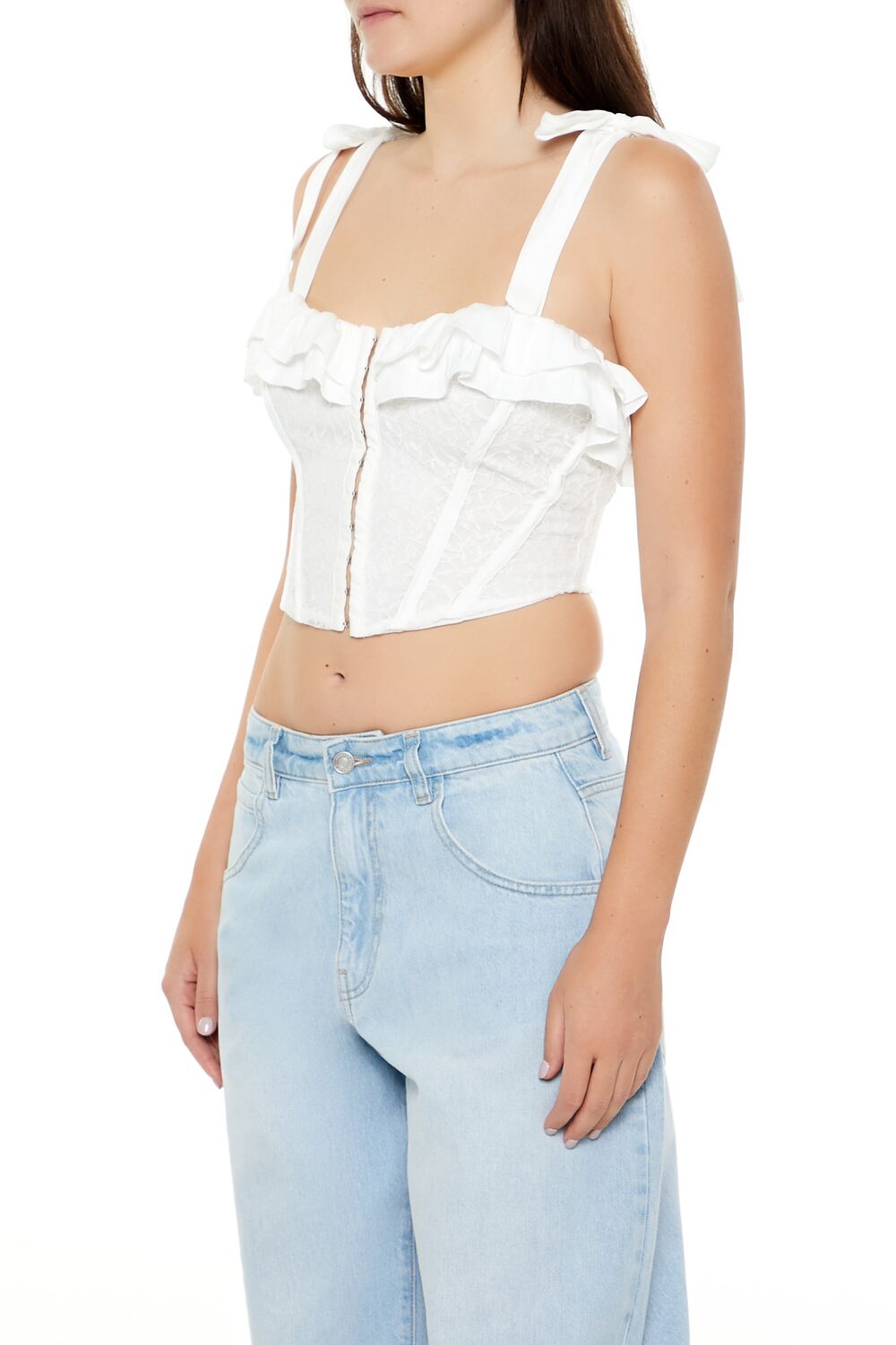  Forever 21 Lace Tie-Strap Corset Top - black - Bonton