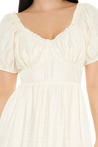 Tiered Puff-Sleeve Maxi Dress