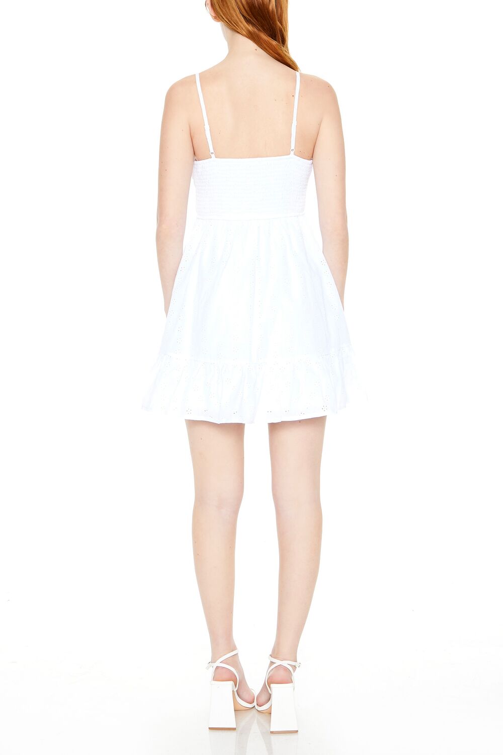  Forever 21 Floral Eyelet Flounce Mini Dress - white - Bonton