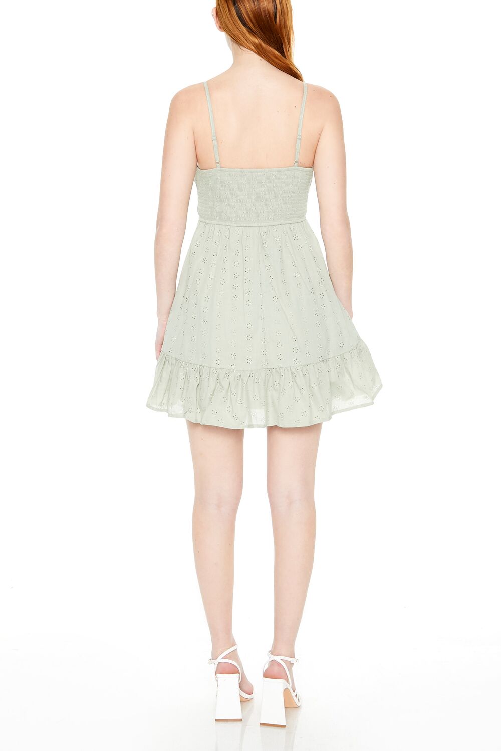  Forever 21 Floral Eyelet Flounce Mini Dress - white - Bonton