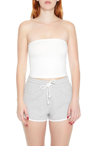 Cropped Cotton-Blend Tube Top