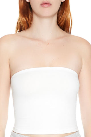 Cropped Cotton-Blend Tube Top