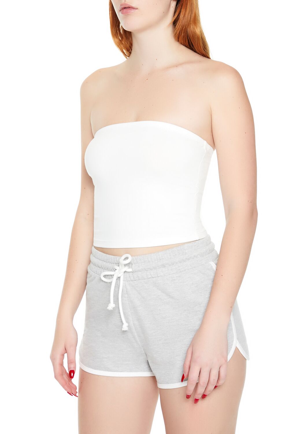  Forever 21 Cropped Cotton-Blend Tube Top - agave - Bonton