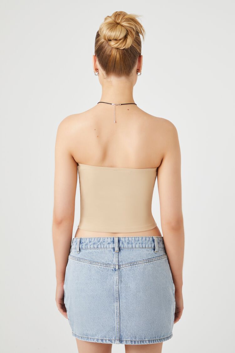  Forever 21 Cropped Cotton-Blend Tube Top - agave - Bonton