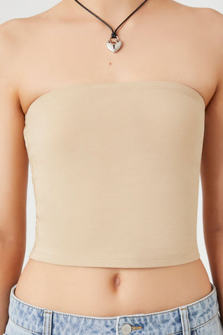 Cropped Cotton-Blend Tube Top