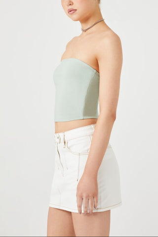 Cropped Cotton-Blend Tube Top