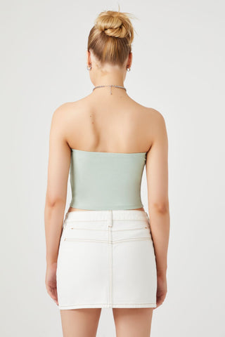 Cropped Cotton-Blend Tube Top
