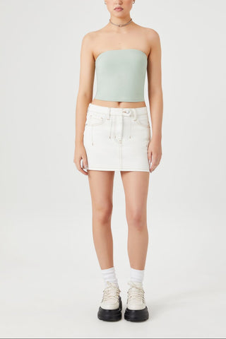Cropped Cotton-Blend Tube Top
