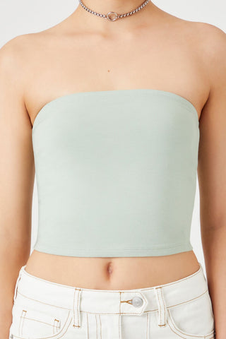 Cropped Cotton-Blend Tube Top