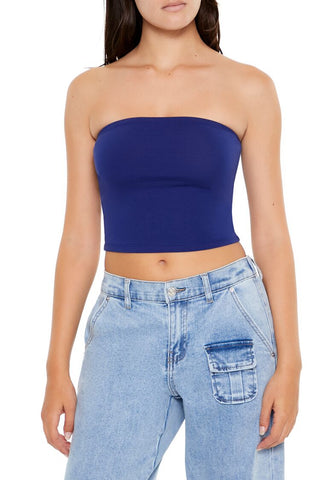 Cropped Cotton-Blend Tube Top