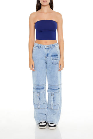Cropped Cotton-Blend Tube Top