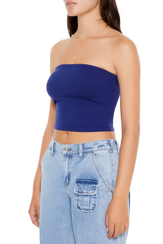 Cropped Cotton-Blend Tube Top