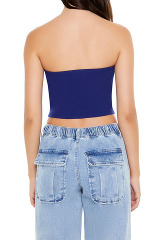 Cropped Cotton-Blend Tube Top