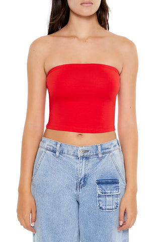Cropped Cotton-Blend Tube Top