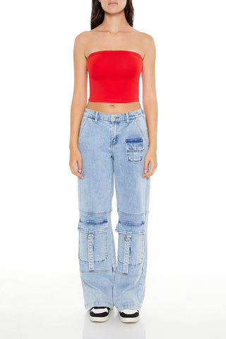 Cropped Cotton-Blend Tube Top