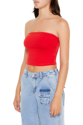 Cropped Cotton-Blend Tube Top