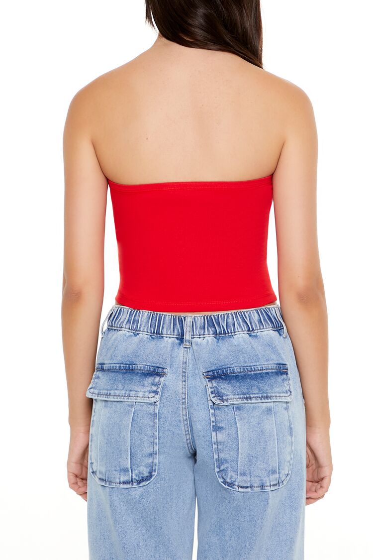  Forever 21 Cropped Cotton-Blend Tube Top - agave - Bonton