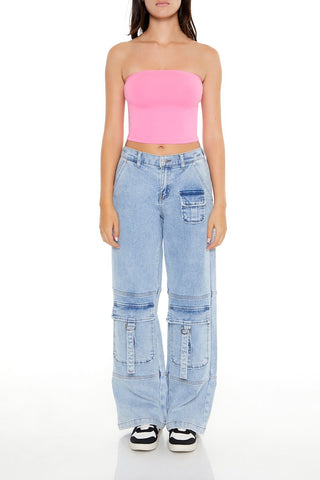Cropped Cotton-Blend Tube Top