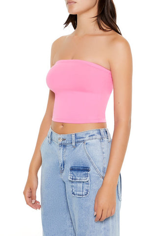Cropped Cotton-Blend Tube Top