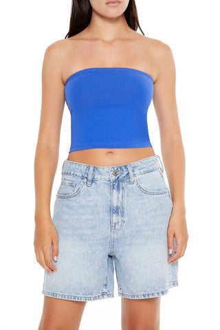 Cropped Cotton-Blend Tube Top