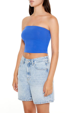 Cropped Cotton-Blend Tube Top