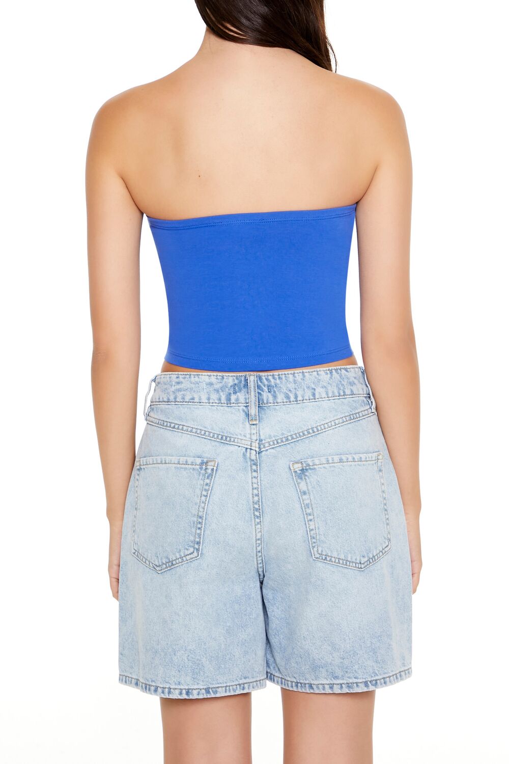  Forever 21 Cropped Cotton-Blend Tube Top - agave - Bonton