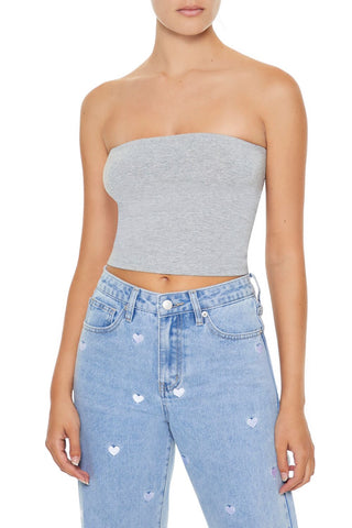 Cropped Cotton-Blend Tube Top