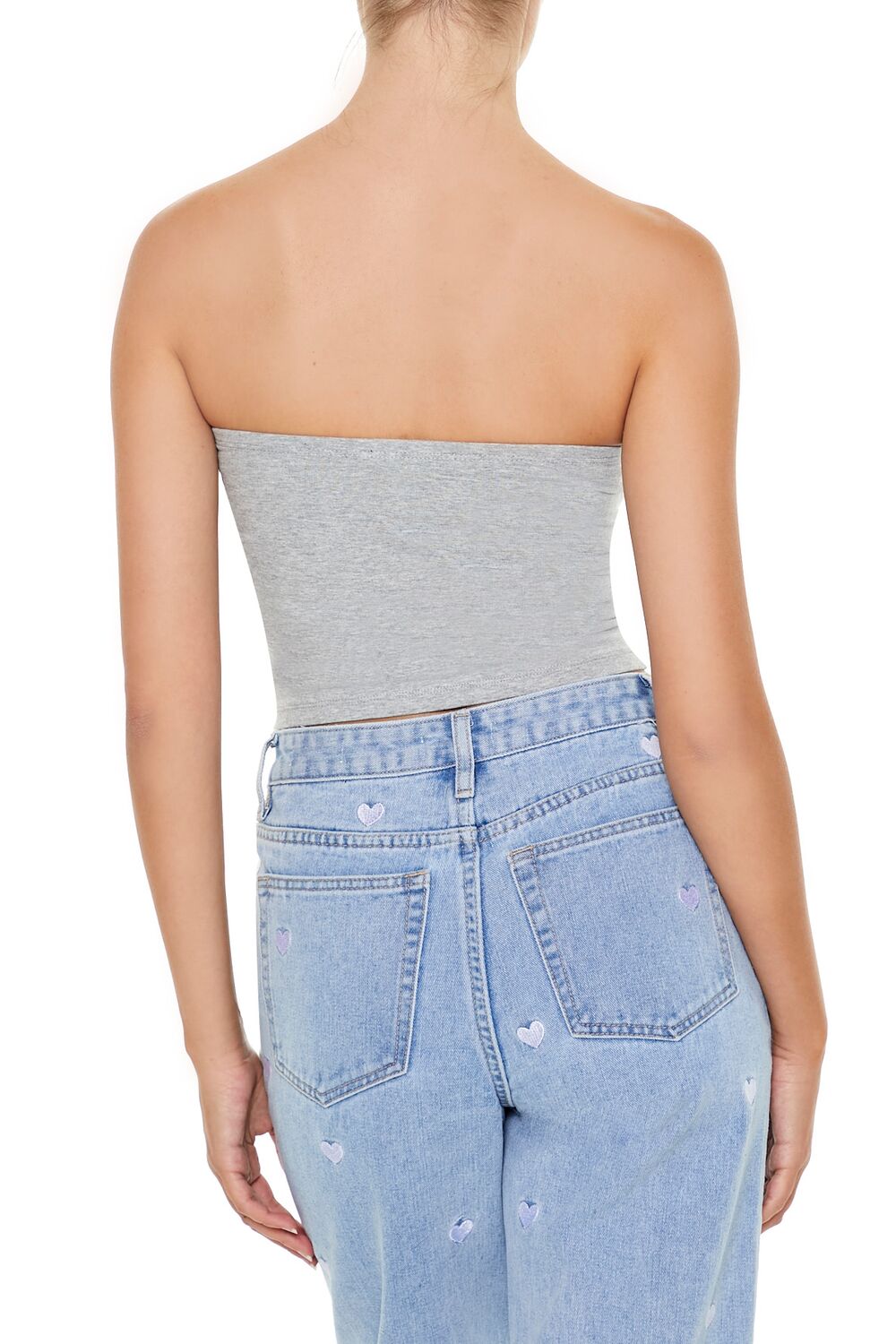  Forever 21 Cropped Cotton-Blend Tube Top - agave - Bonton
