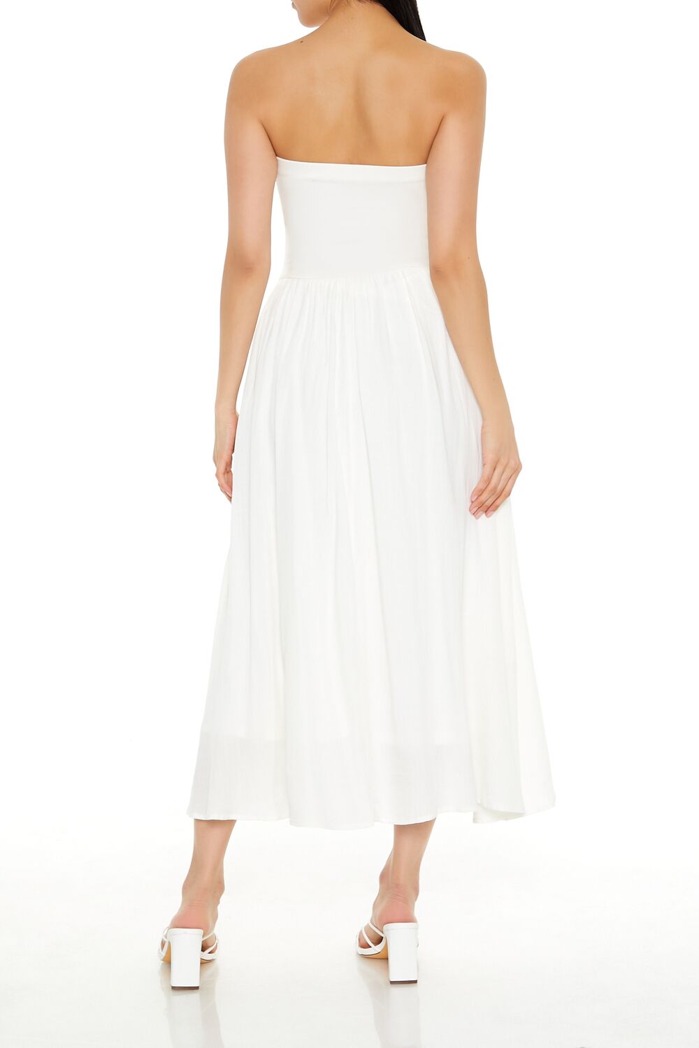  Forever 21 Strapless Fit & Flare Midi Dress - white - Bonton
