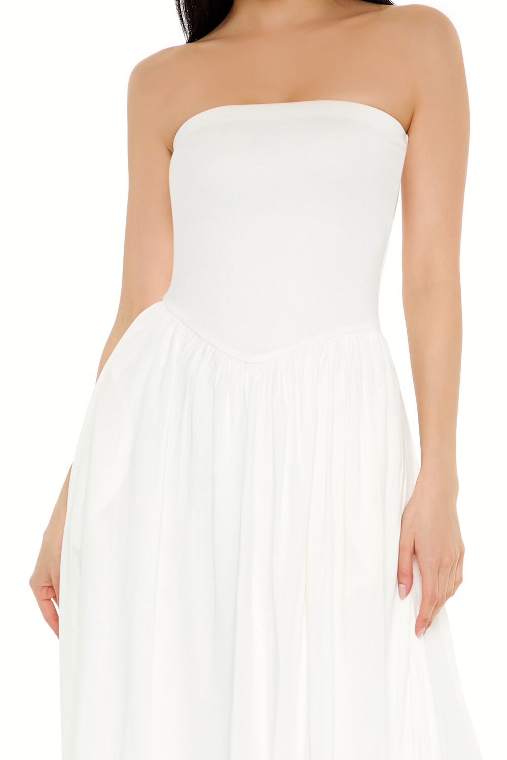  Forever 21 Strapless Fit & Flare Midi Dress - white - Bonton