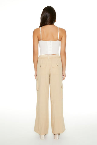 Drawstring Wide-Leg Cargo Pants