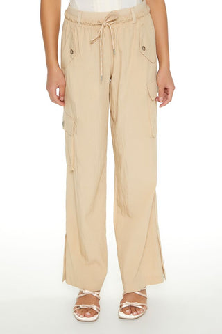 Drawstring Wide-Leg Cargo Pants