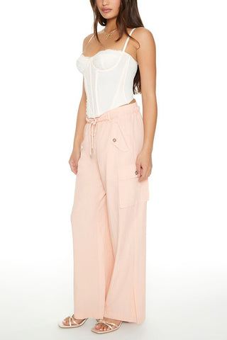 Drawstring Wide-Leg Cargo Pants