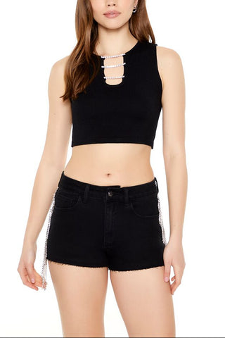 Chain Sweater-Knit Crop Top
