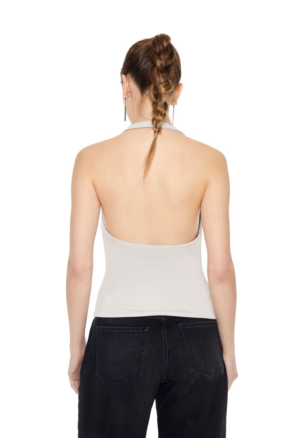  Forever 21 Cowl Halter Top - silver - Bonton