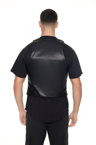 Faux Leather Zip-Pocket Vest