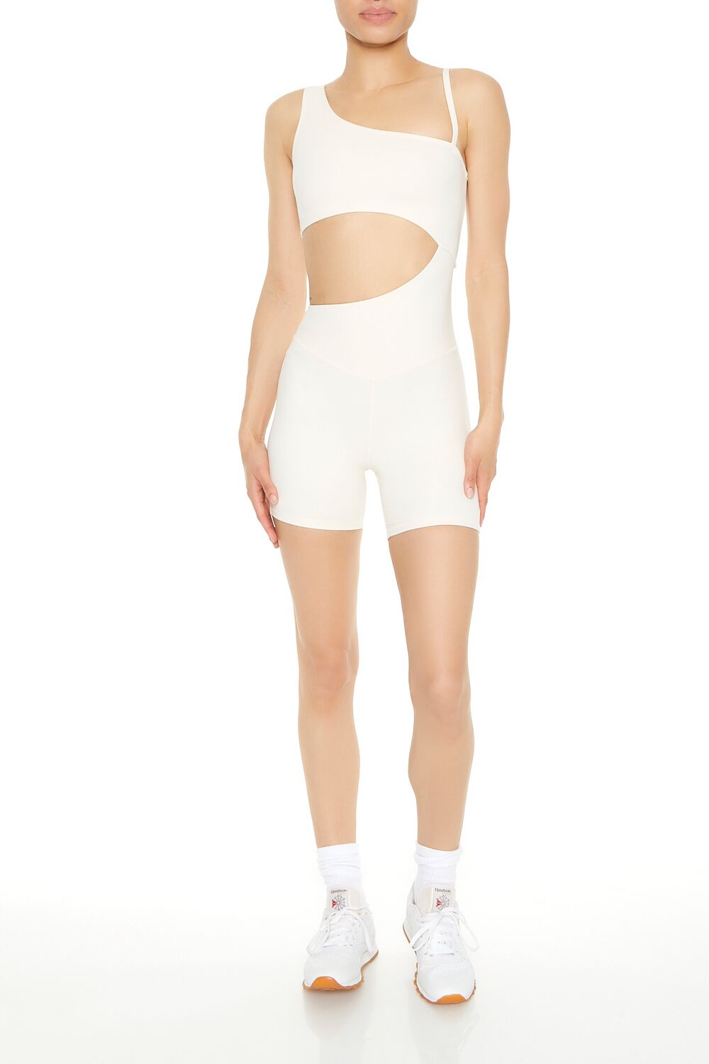  Forever 21 Active Asymmetrical Cutout Romper - cream - Bonton