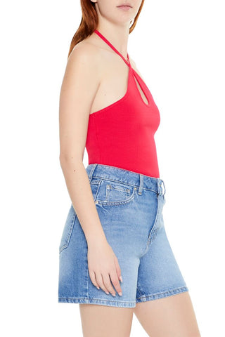 Sweater-Knit Halter Thong Bodysuit