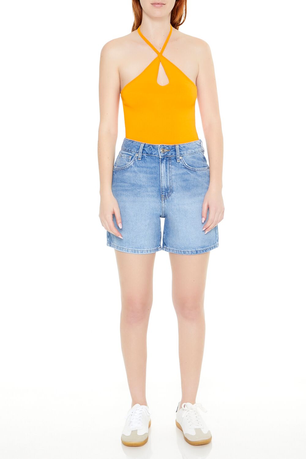  Forever 21 Sweater-Knit Halter Thong Bodysuit - hot pink - Bonton