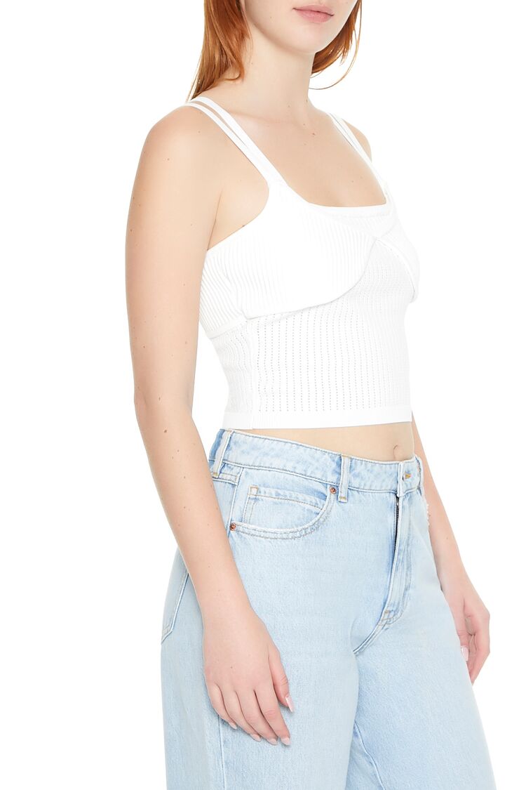  Forever 21 Sweater-Knit Cropped Cami - white - Bonton