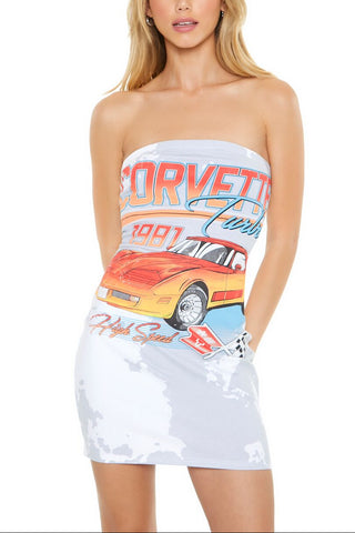 Corvette Graphic Tube Mini Dress