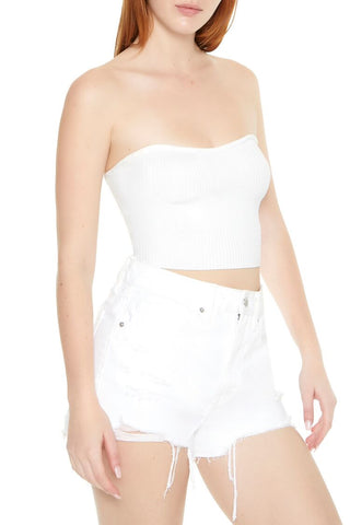 Sweater-Knit Cropped Tube Top