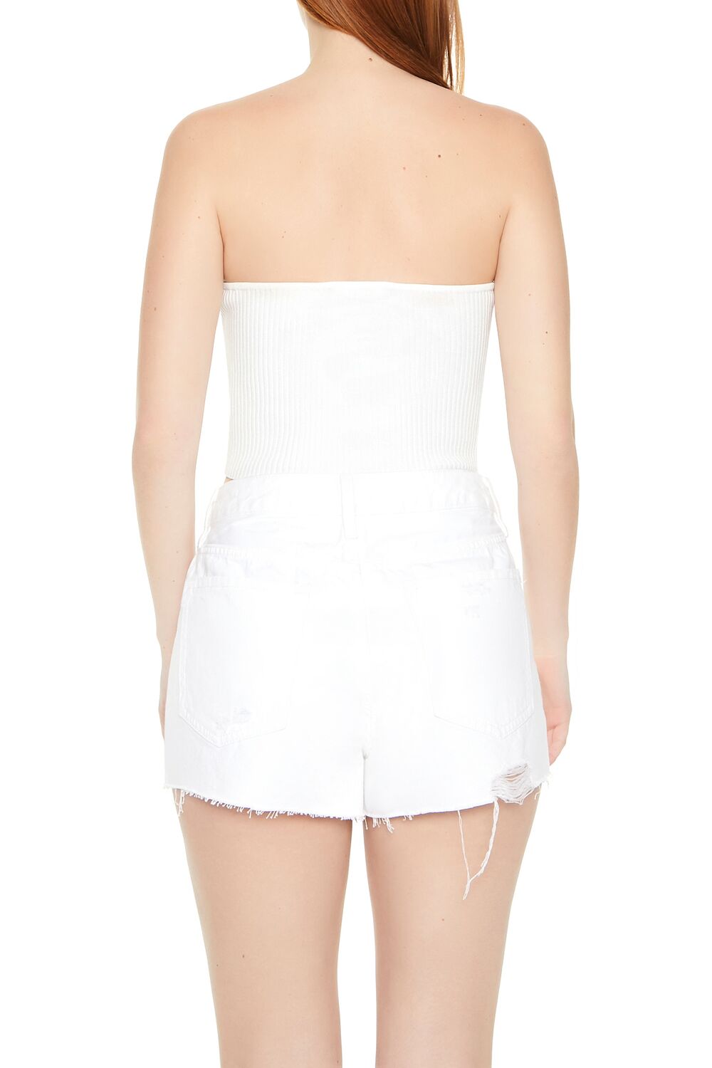  Forever 21 Sweater-Knit Cropped Tube Top - white - Bonton