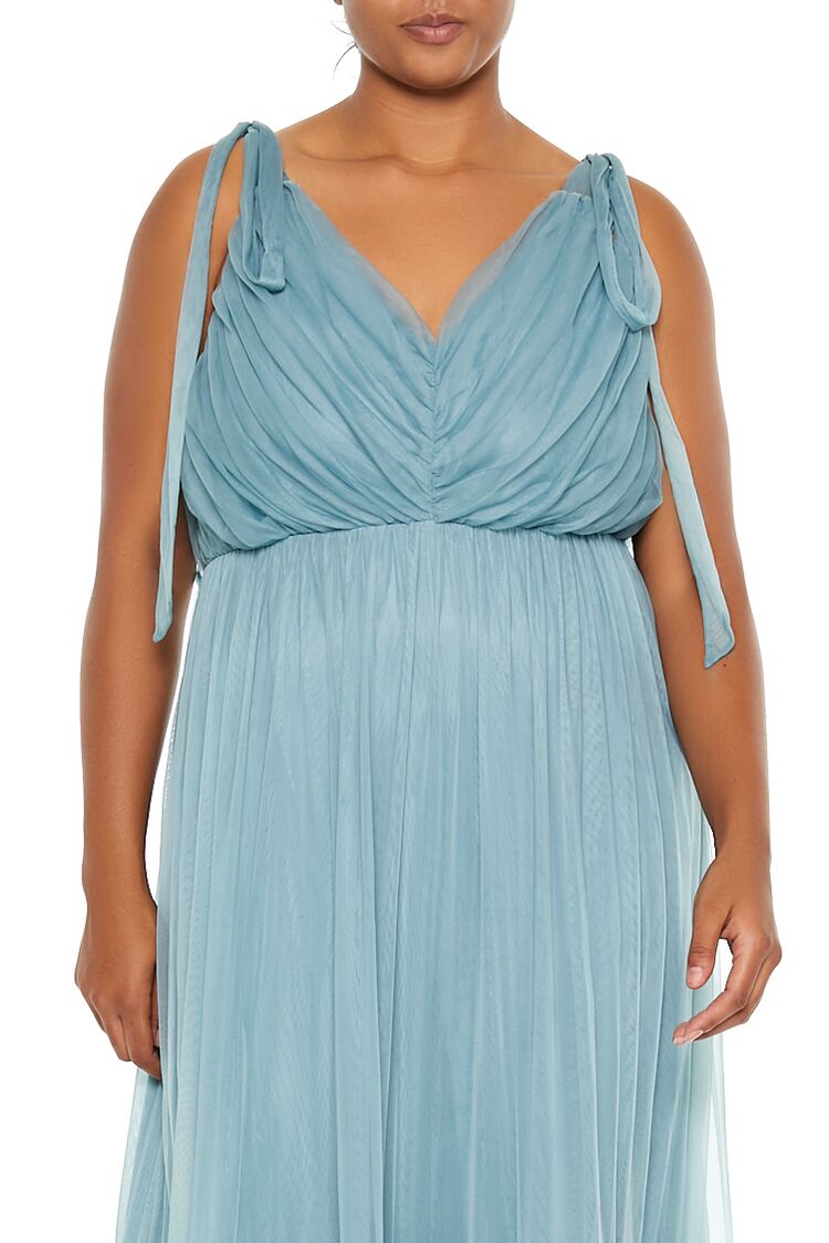  Forever 21 Plus Size Tiered Tie-Strap Maxi Dress - blue-mist - Bonton