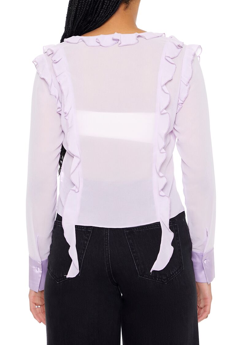  Forever 21 Ruffle-Trim Chiffon Top - black - Bonton