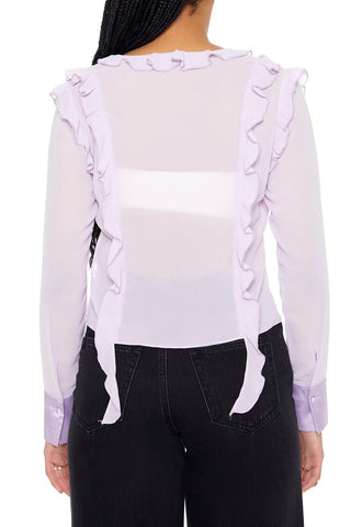 Ruffle-Trim Chiffon Top