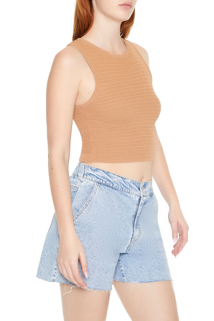  Forever 21 Sweater-Knit Cropped Tank Top - white - Bonton