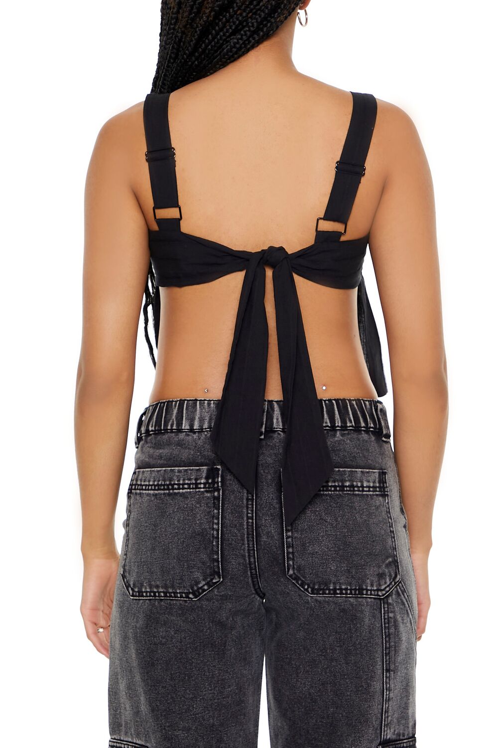  Forever 21 Tie-Back Crop Top - black - Bonton