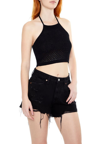 Sweater-Knit Halter Crop Top
